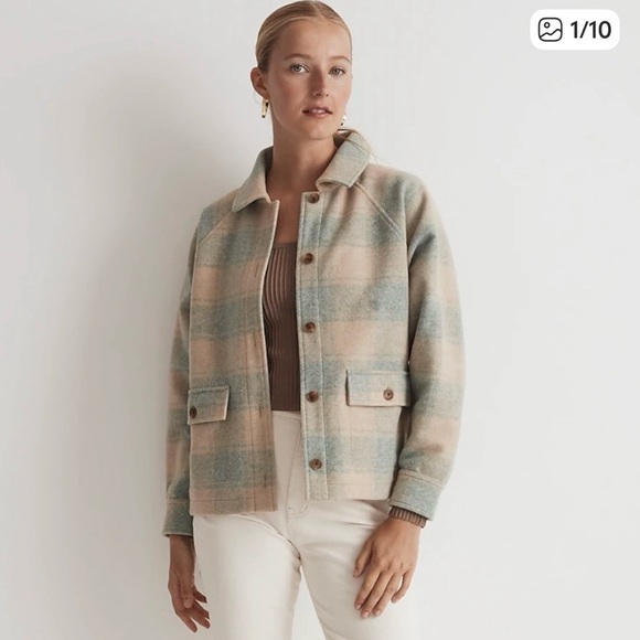 Madewell Oversized Brushed Jacquard Plaid Jacket Women’s Size Small - Picture 2 of 12